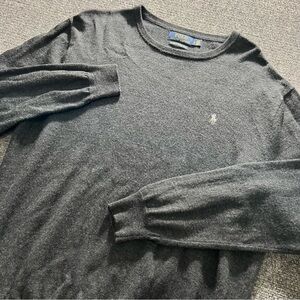 Polo Ralph Lauren Mens Washable Merino Wool Sweater Size L Gray Preppy Soft